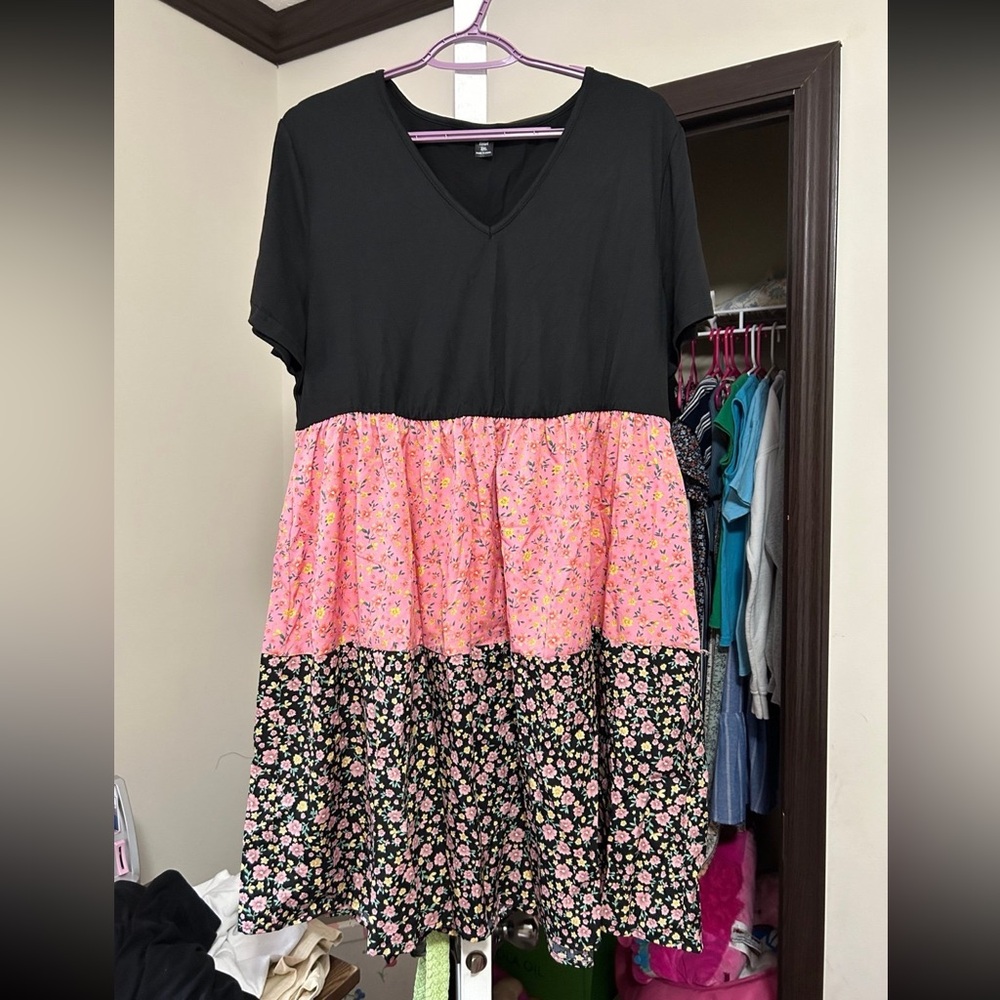 Ditsy patchwork floral dress